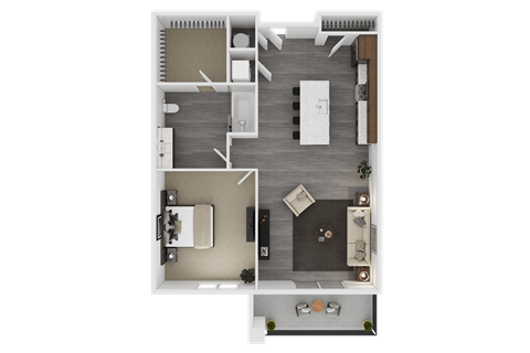 a1 floor plan  1 bedroom with 2 baths  129